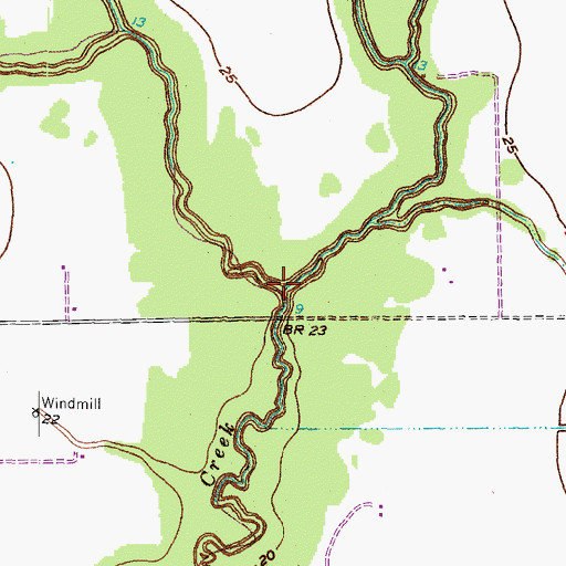 Topographic Map of Cottonwood Creek, TX