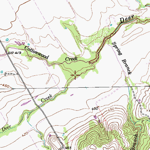Topographic Map of Cottonwood Creek, TX