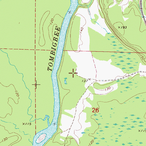 Topographic Map of Damsite Eastbank Public Use Area, AL