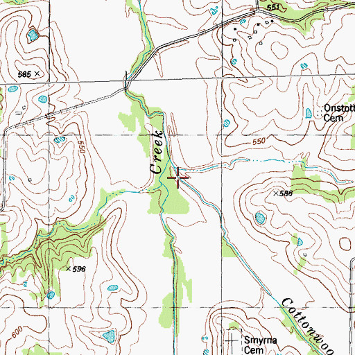 Topographic Map of Cottonwood Creek, TX