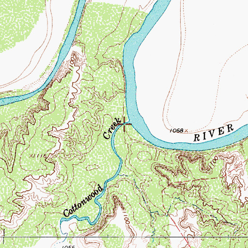Topographic Map of Cottonwood Creek, TX