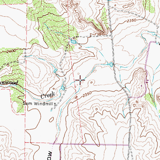Topographic Map of Cottonwood Creek, TX