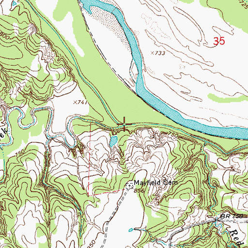 Topographic Map of Cottonwood Creek, TX