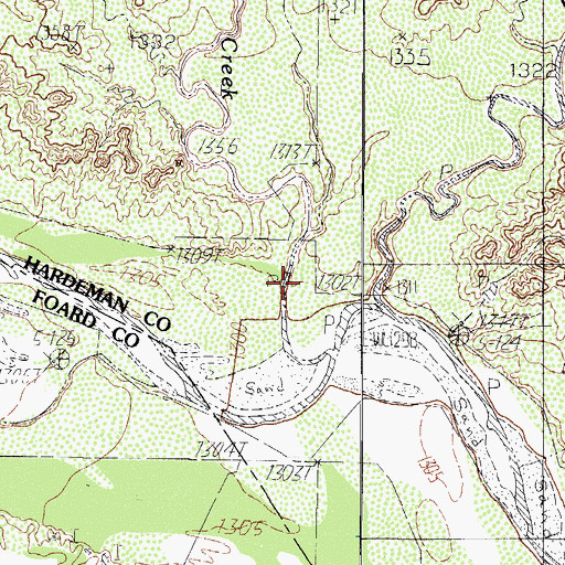 Topographic Map of Cottonwood Creek, TX