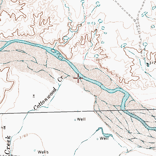 Topographic Map of Cottonwood Creek, TX