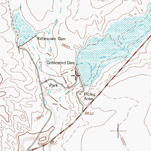 Topographic Map of Cottonwood Dam, TX