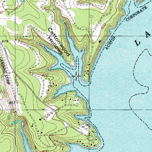 Topographic Map of Cottonwood Hollows, TX