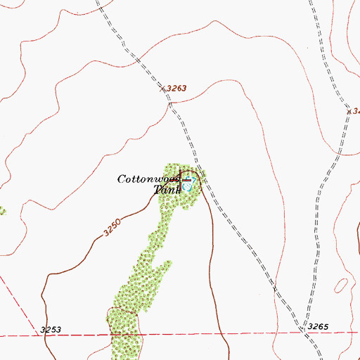 Topographic Map of Cottonwood Tank, TX