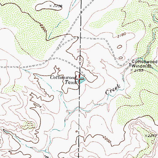 Topographic Map of Cottonwood Tank, TX
