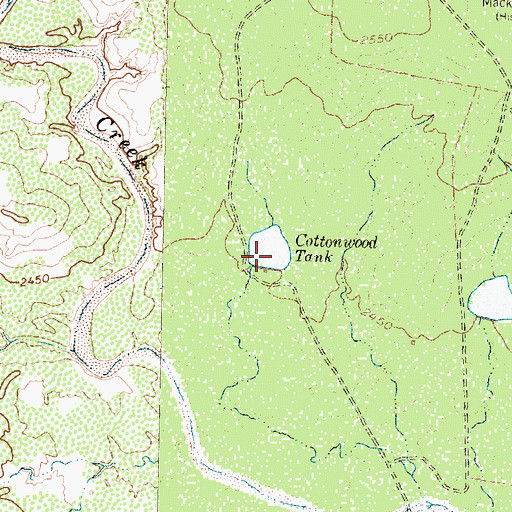 Topographic Map of Cottonwood Tank, TX