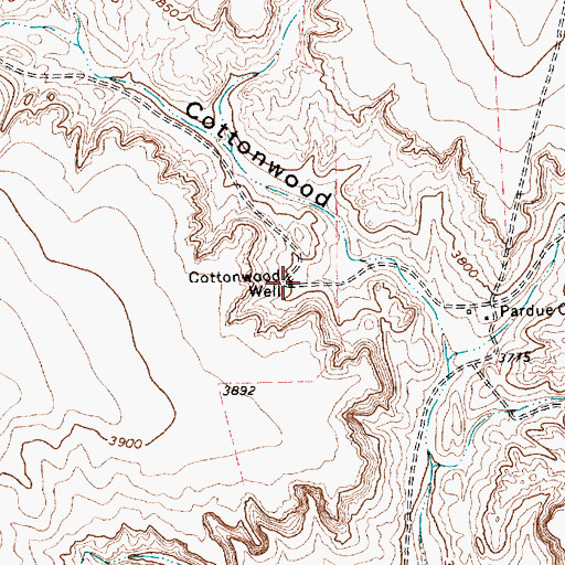 Topographic Map of Cottonwood Well, TX