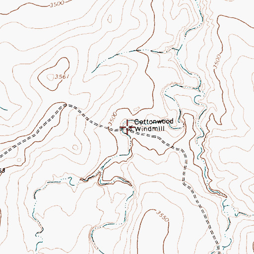 Topographic Map of Cottonwood Windmill, TX
