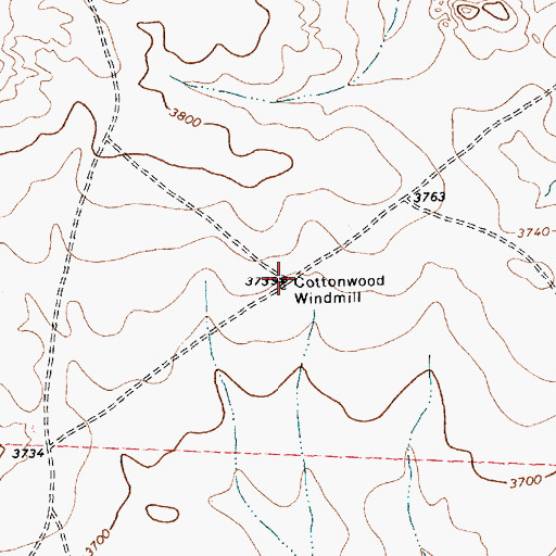 Topographic Map of Cottonwood Windmill, TX