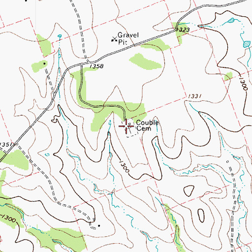 Topographic Map of Cauble Cemetery, TX