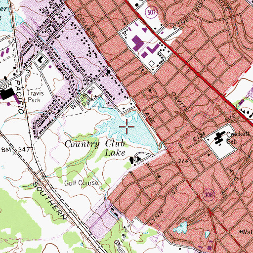 Topographic Map of Country Club Lake, TX