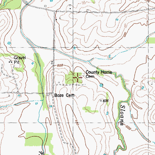 Topographic Map of County Home Cemetery, TX