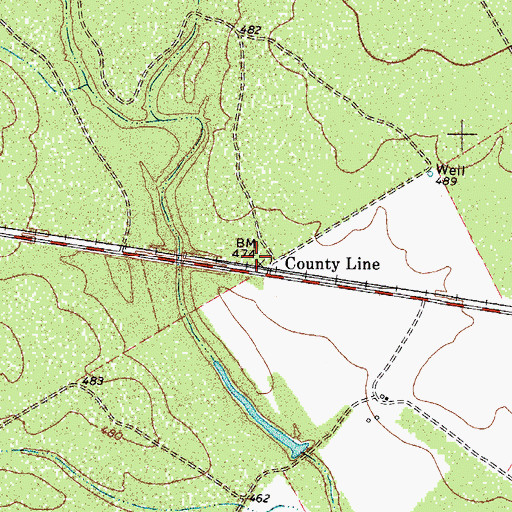 Topographic Map of County Line, TX
