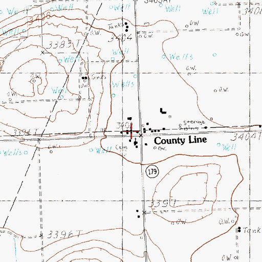 Topographic Map of County Line, TX