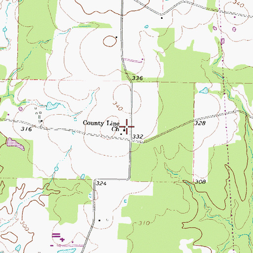 Topographic Map of County Line Church, TX