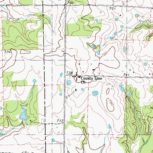 Topographic Map of County Line Church, TX