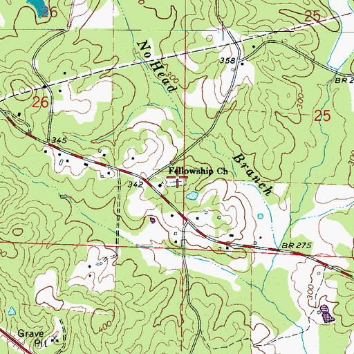 Topographic Map of Fellowship Cemetery, AL