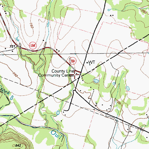 Topographic Map of County Line Community Church, TX