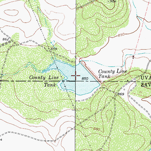 Topographic Map of County Line Tank, TX
