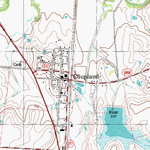 Topographic Map of Coupland, TX