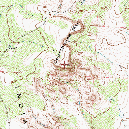Topographic Map of Courthouse Mountain, TX