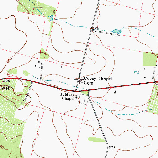 Topographic Map of Covey Chapel Cemetery, TX