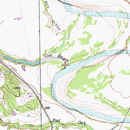 Topographic Map of Cow Bayou, TX