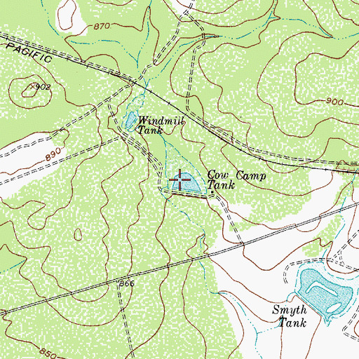 Topographic Map of Cow Camp Tank, TX