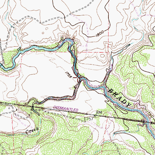 Topographic Map of Cow Creek, TX