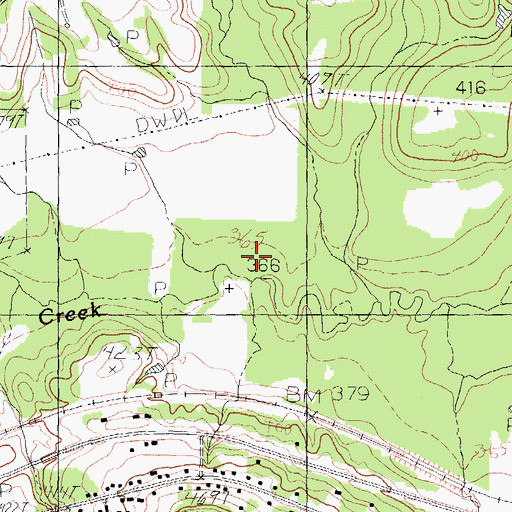 Topographic Map of Cow Creek, TX