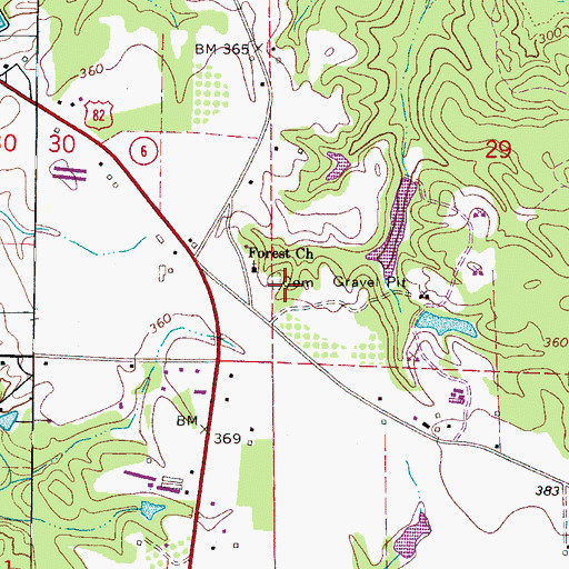 Topographic Map of Forest Church Cemetery, AL