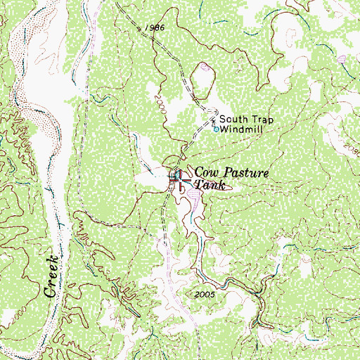 Topographic Map of Cow Pasture Tank, TX