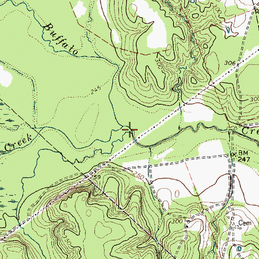 Topographic Map of Cow Slash Creek, TX