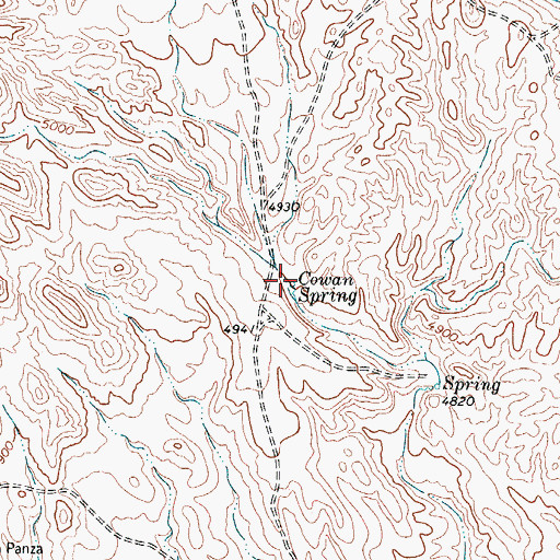 Topographic Map of Cowan Spring, TX