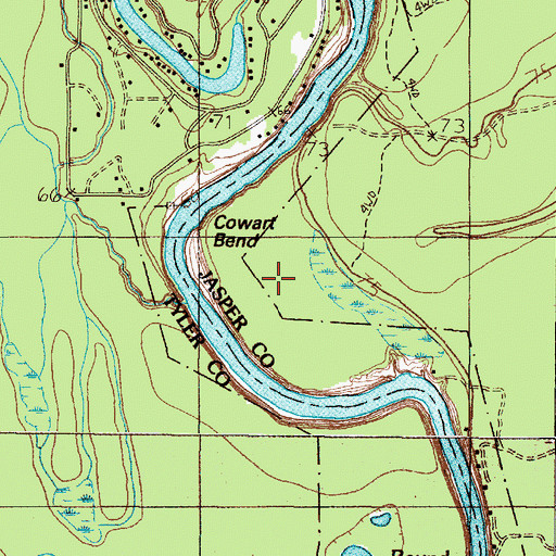 Topographic Map of Cowart Bend, TX