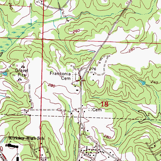 Topographic Map of Franconia (historical), AL