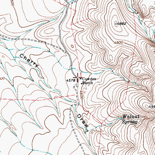 Topographic Map of Cowden Ranch, TX