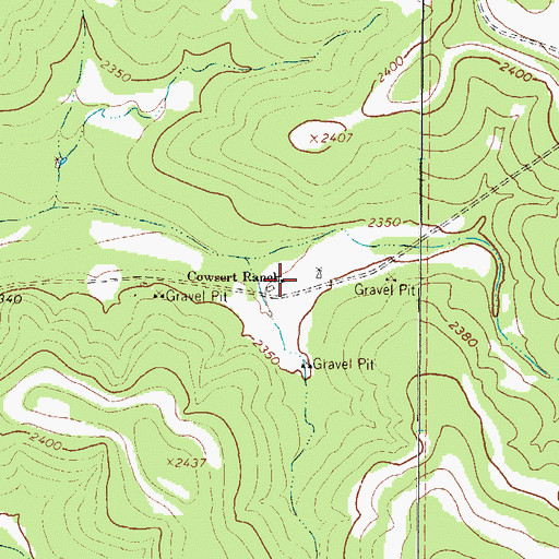 Topographic Map of Cowsert Ranch, TX