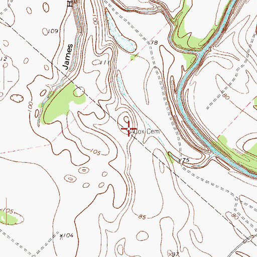 Topographic Map of Cox Cemetery, TX