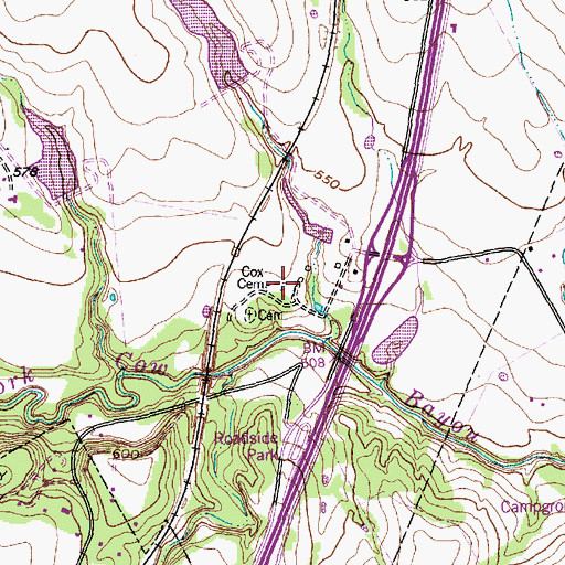 Topographic Map of Cox Cemetery, TX