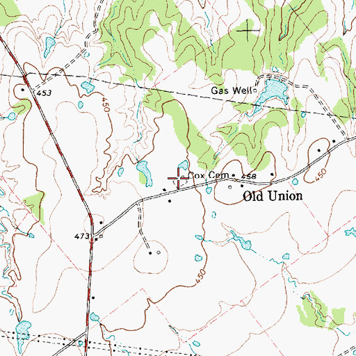 Topographic Map of Cox Cemetery, TX