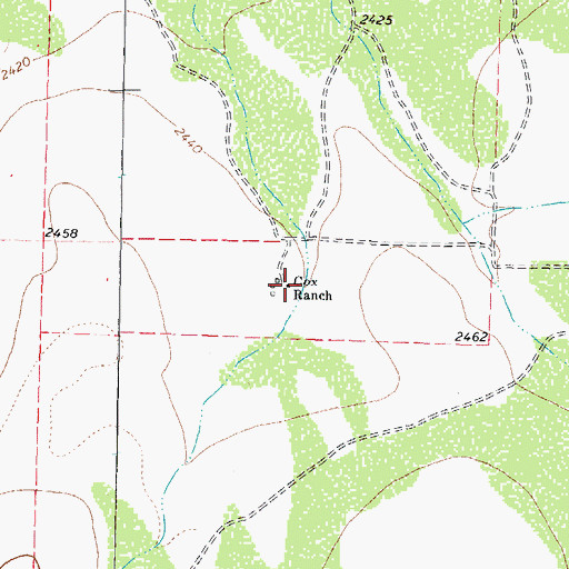 Topographic Map of Cox Ranch, TX