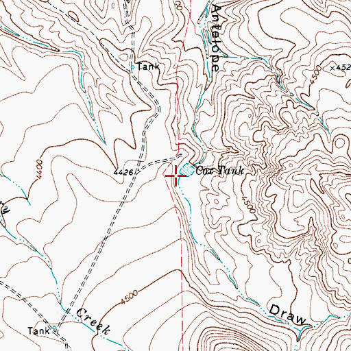 Topographic Map of Cox Tank, TX