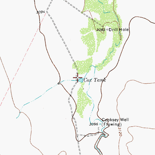 Topographic Map of Cox Tank, TX
