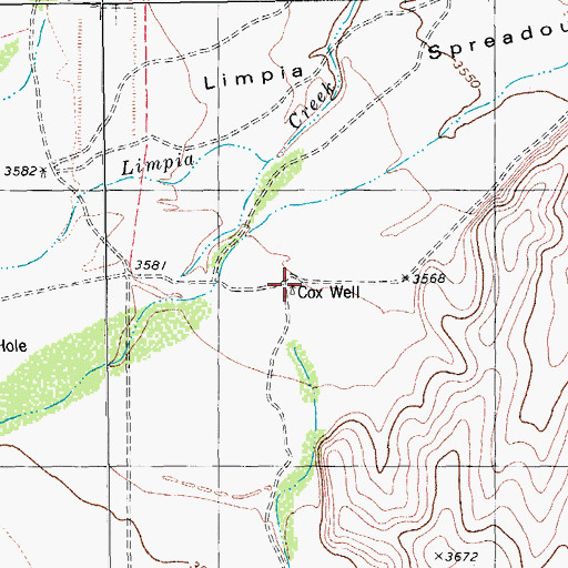 Topographic Map of Cox Well, TX