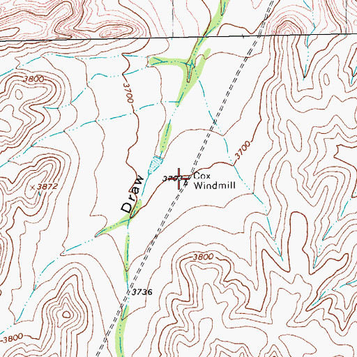 Topographic Map of Cox Windmill, TX